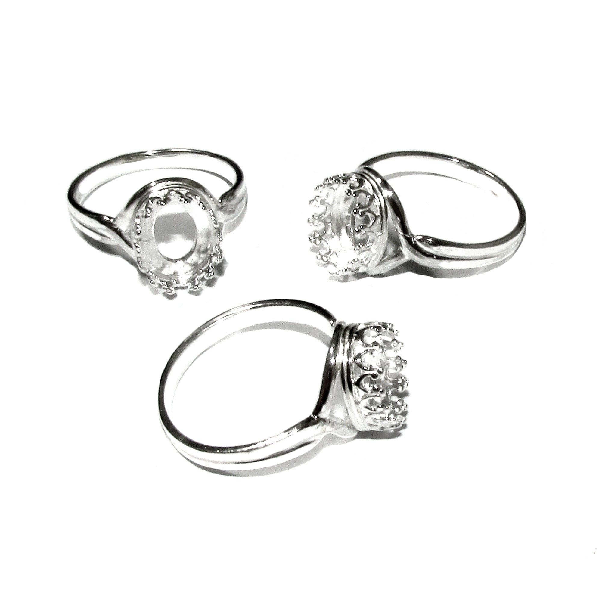 8x10 mm 925 sterling silver blank ring with bezel cup size 5, 6, 7, 8, silver ring, bezel cup, setting, base ring, Jewelry making - 1 piece