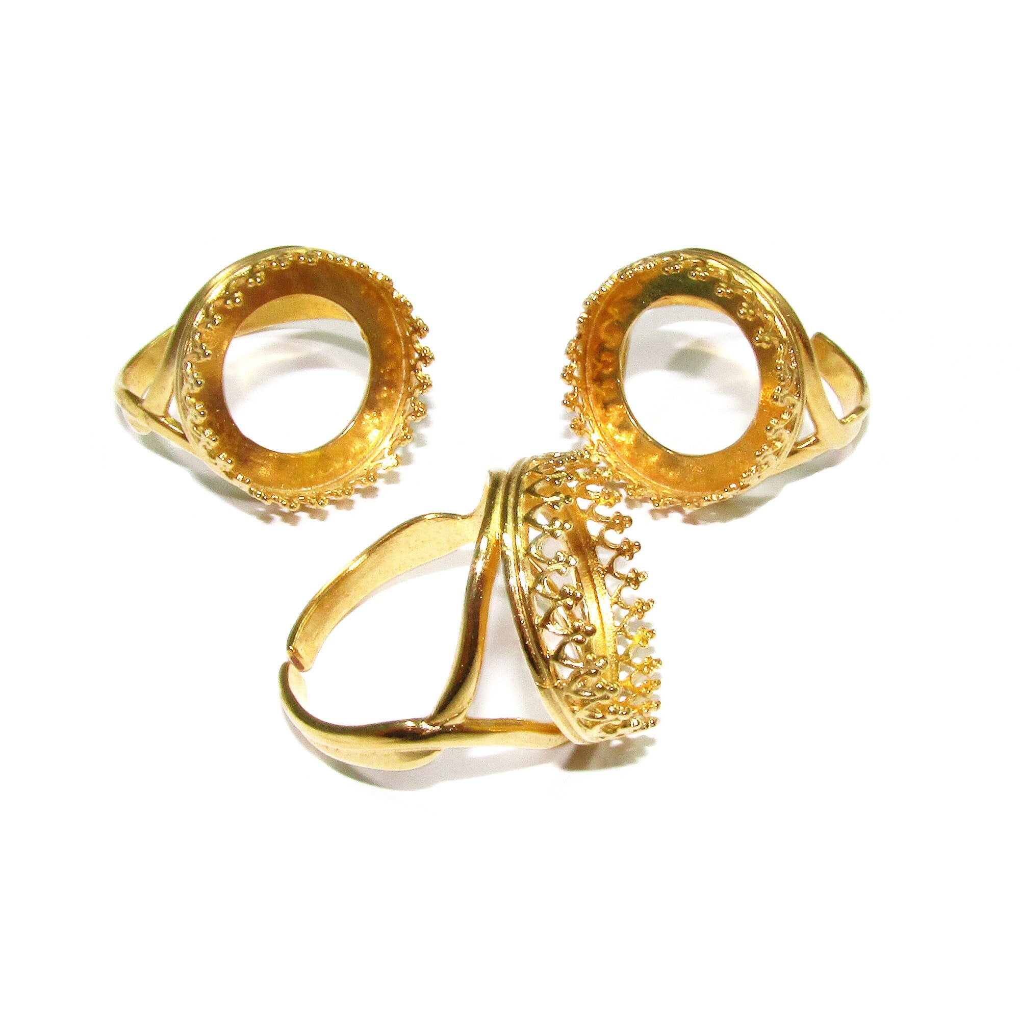 14K Yellow gold filled open blank ring with bezel cup 16 mm, base ring, Setting, bezel cup, jewelry making, ring gold filled - 1 piece