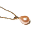 14K Pure Solid Yellow Gold Genuine Pearl Pendant, 14K Solid gold, Genuine pearl, Perl pendant, Elegant gift, Beautiful pendant, Pink pearl
