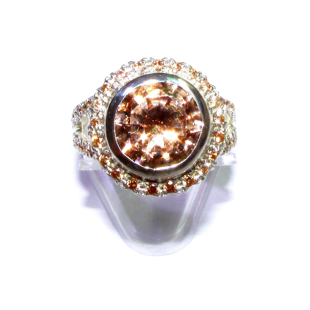 Champagne topaz ring 925 sterling silver size 7 1/2, handmade ring, single copy, Statement ring, Champagne topaz, silver ring, gemstone