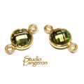14K Gold Filled Checkerboard Peridot Round Link Connector size 12x7 mm, Peridot gold filled link, Link connector, Jewelry making - 1 piece
