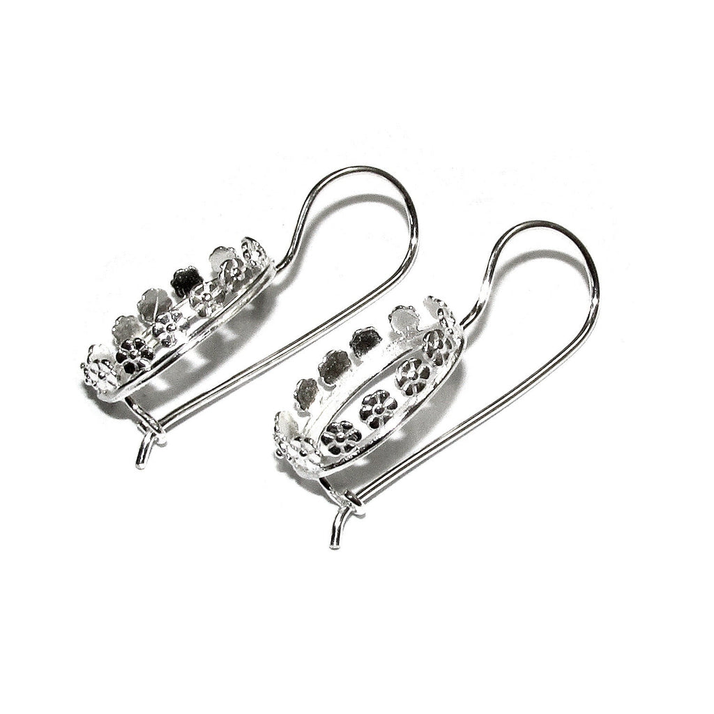 13x18 mm size 925 sterling silver blank earrings with bezel cup, Jewelry making, Setting, bezel cup, Base earrings - 1 pair (2 pieces)