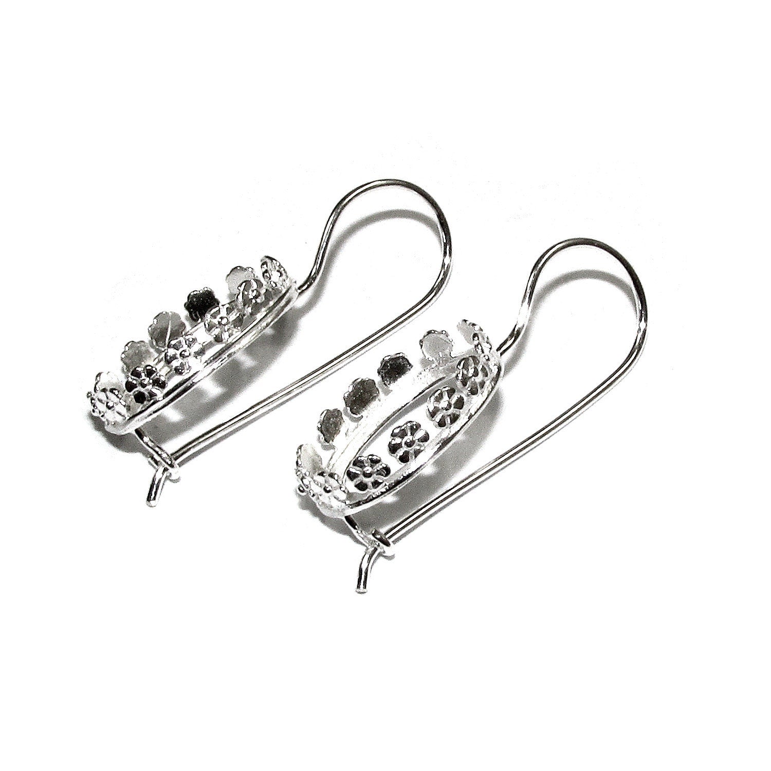 13x18 mm size 925 sterling silver blank earrings with bezel cup, Jewelry making, Setting, bezel cup, Base earrings - 1 pair (2 pieces)