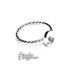 925 sterling silver twisted blank ring with oval bezel cup 7x9mm size 4 - 11, bezel cup, base ring, Jewelry making, Setting - 1 piece