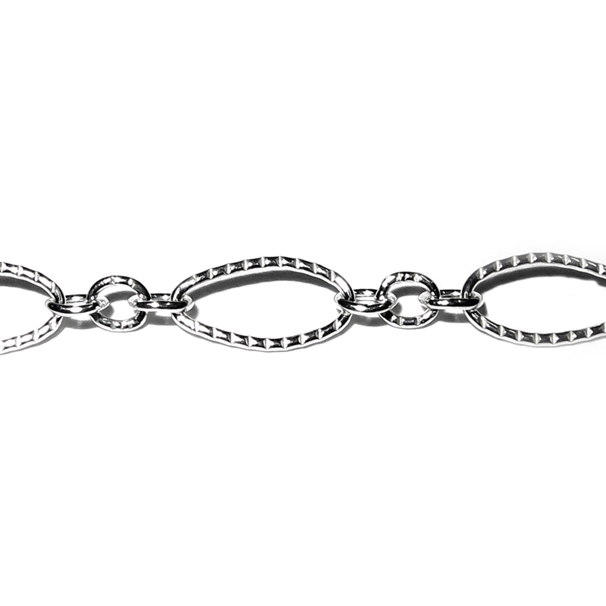 925 Sterling Silver 4.0 mm Patterned Oval Long & Short Chains, 925 silver chain, patterned silver chain, Jewelry making - 1 Ft (30 cm)
