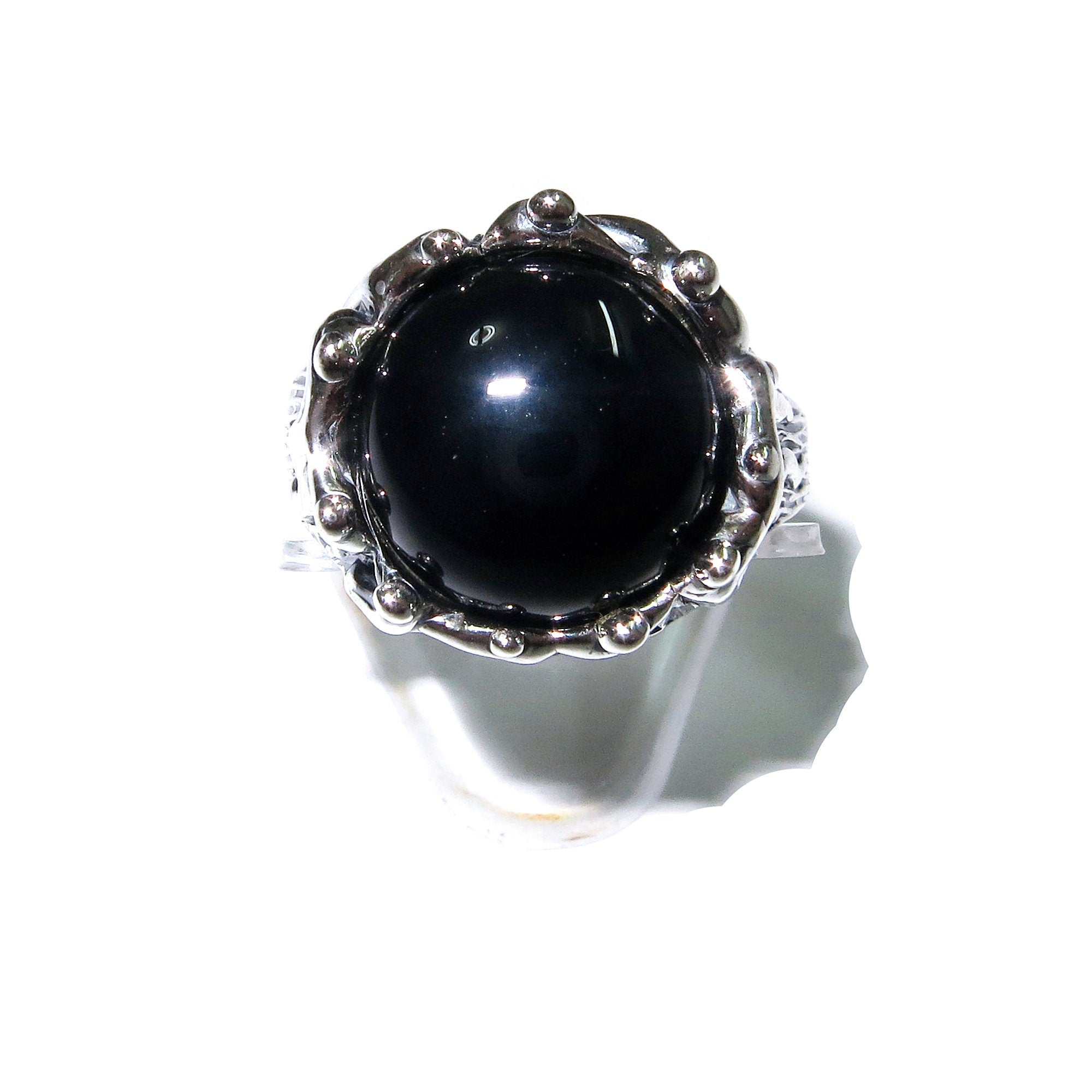 Black onyx ring 925 sterling silver size 8 1/2, Handmade ring, single copy, 925 sterling silver, Black onyx, silver ring, gemstone - 1 piece