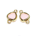 14K Gold Filled Checkerboard rose quartz triangular Link Connector size 8x14 mm, gold filled link, Jewelry making, Link Connector - 1 piece