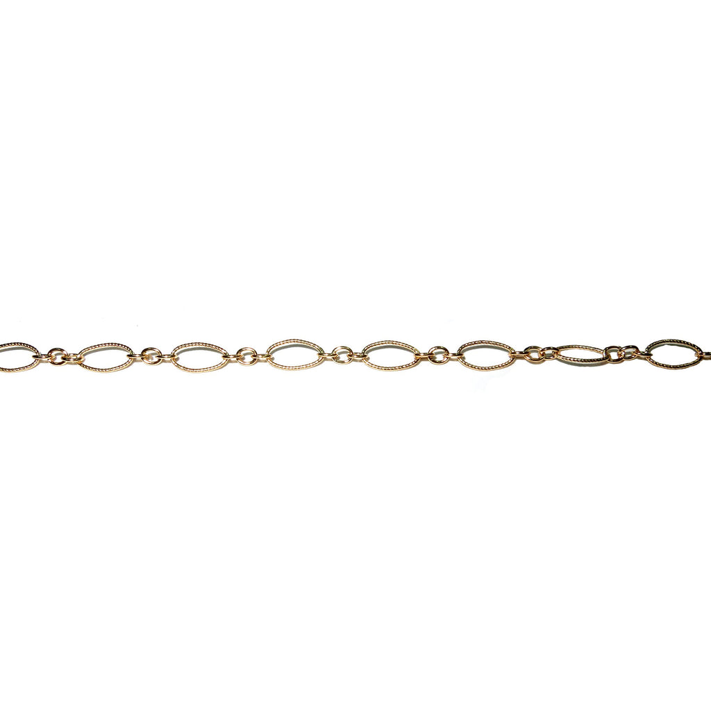 14/20 Yellow Gold Filled 4.0 mm Patterned Oval Long & Short Chains, Gold filled chain, Jewelry making, Oval Patterned Chain - 1 Ft (30 cm)