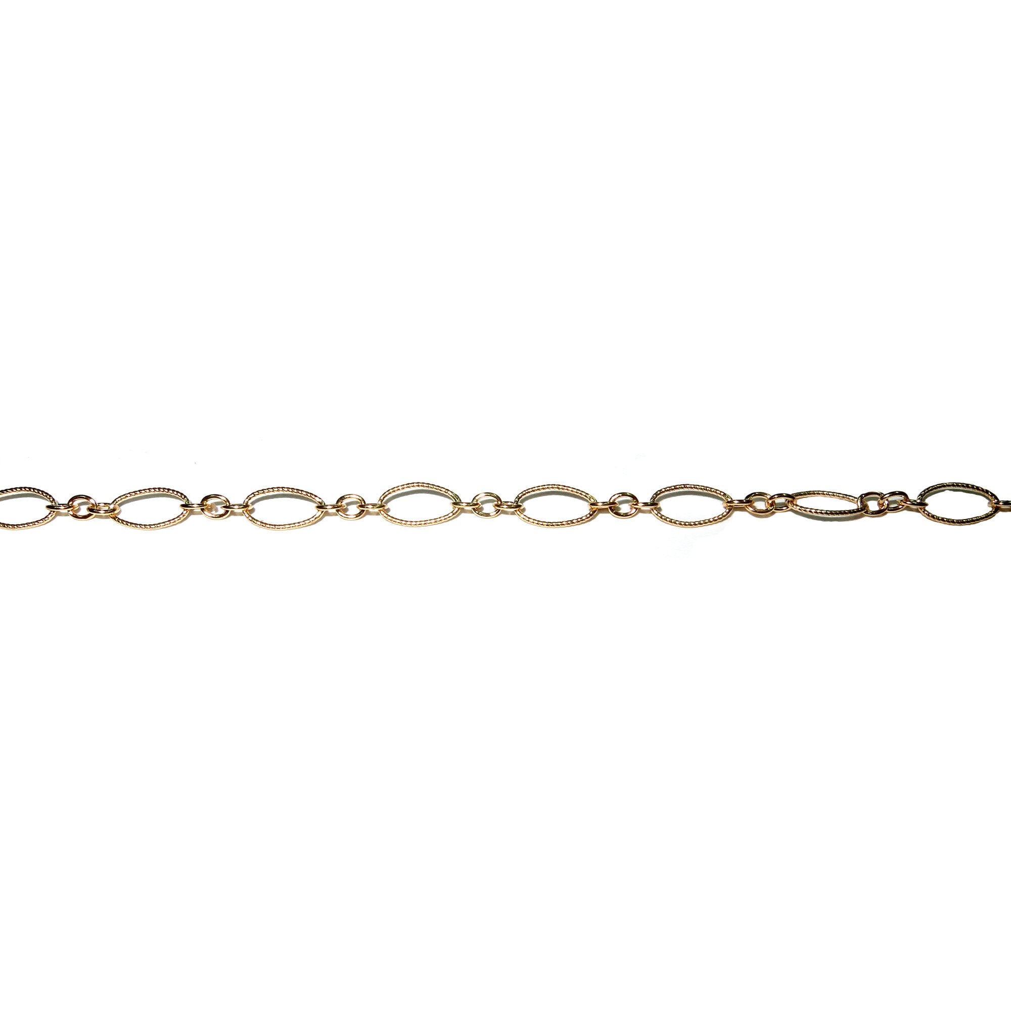 14/20 Yellow Gold Filled 4.0 mm Patterned Oval Long & Short Chains, Gold filled chain, Jewelry making, Oval Patterned Chain - 1 Ft (30 cm)