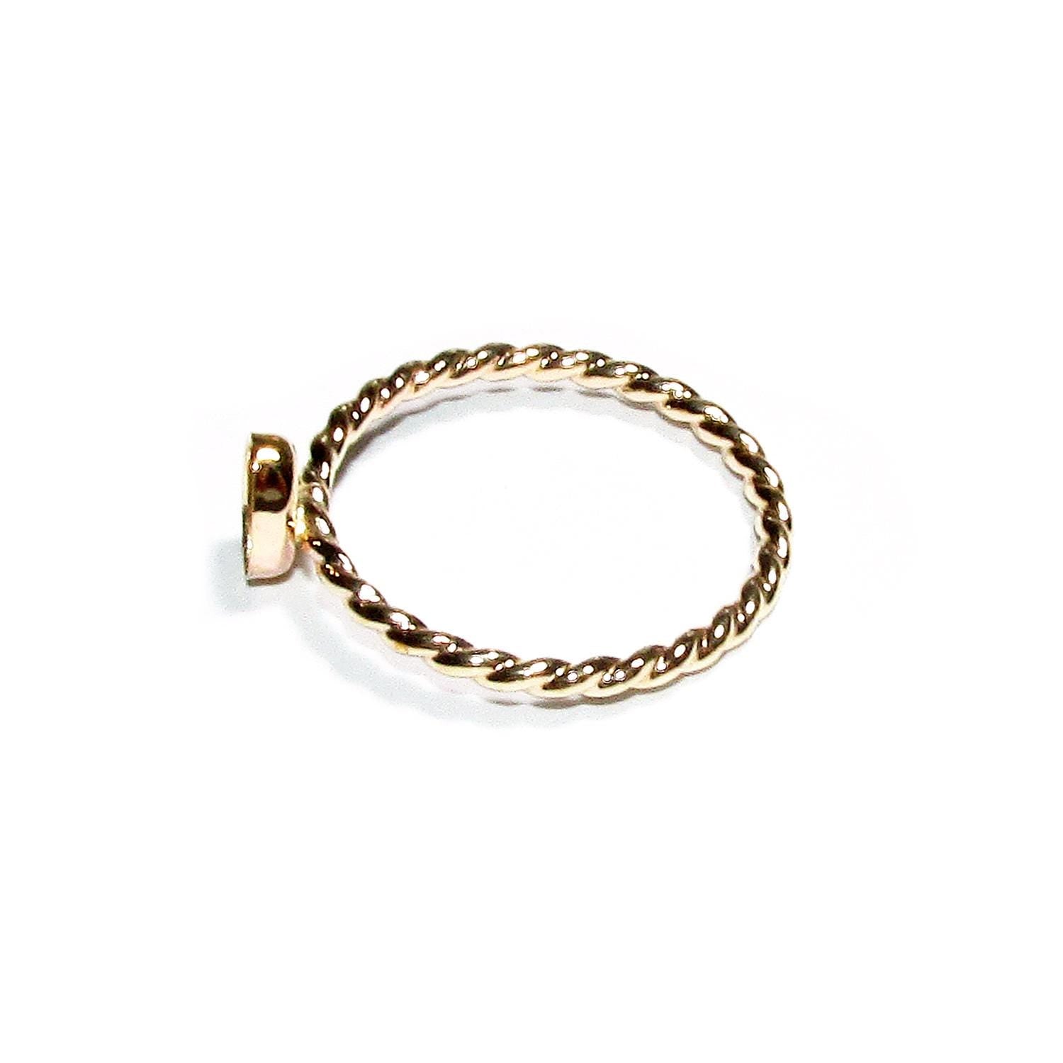 14K Yellow gold filled twisted blank ring with bezel cup 4x6mm size 4, 5, 6, 7, 8, 9, 10, 11, Base ring, Bezel cup, Jewelry making - 1 piece