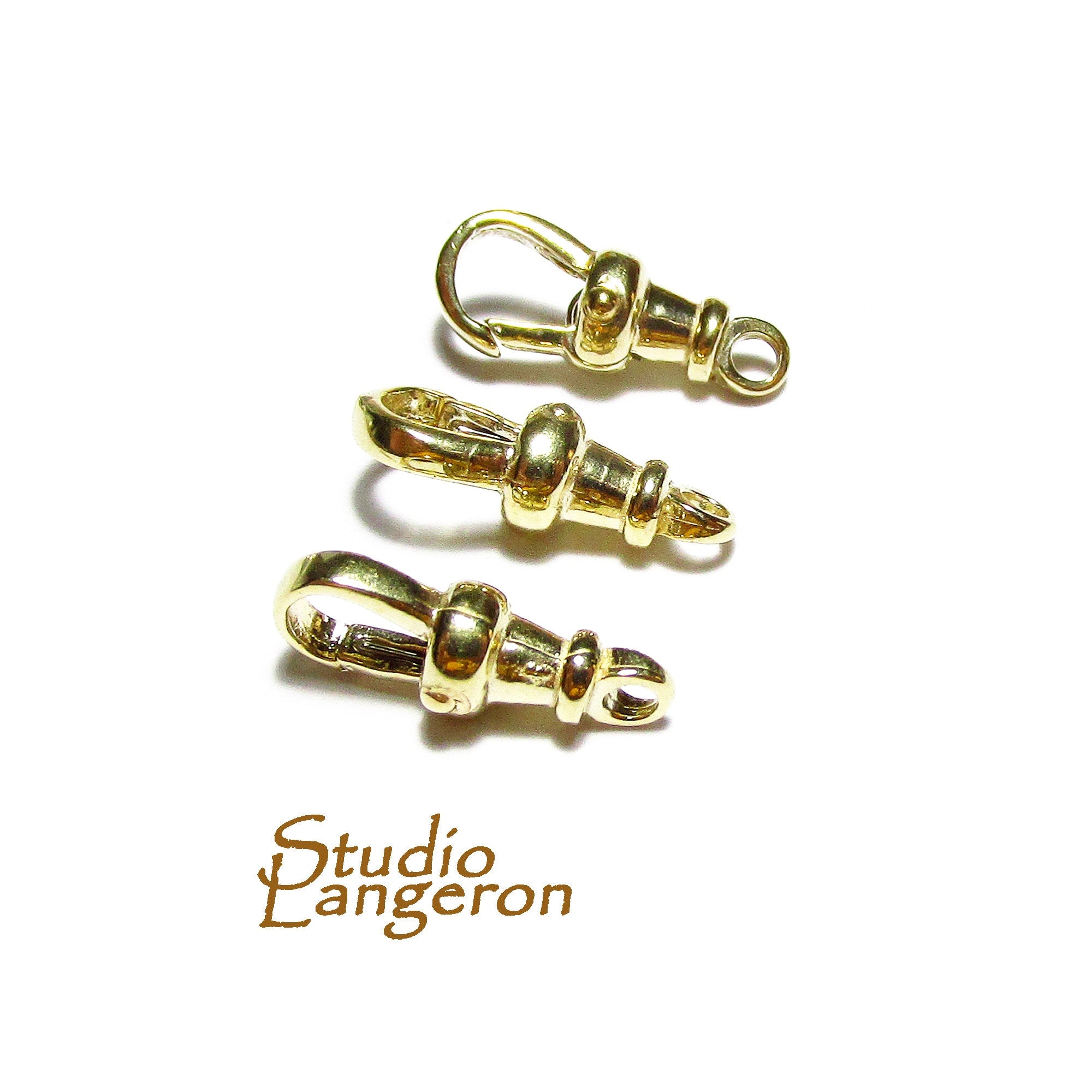 1 piece 14K Yellow solid Gold Albert clasp 13mm Fixed Top Closed loop, Albert clasp, 14K Solid gold, Jewelry making