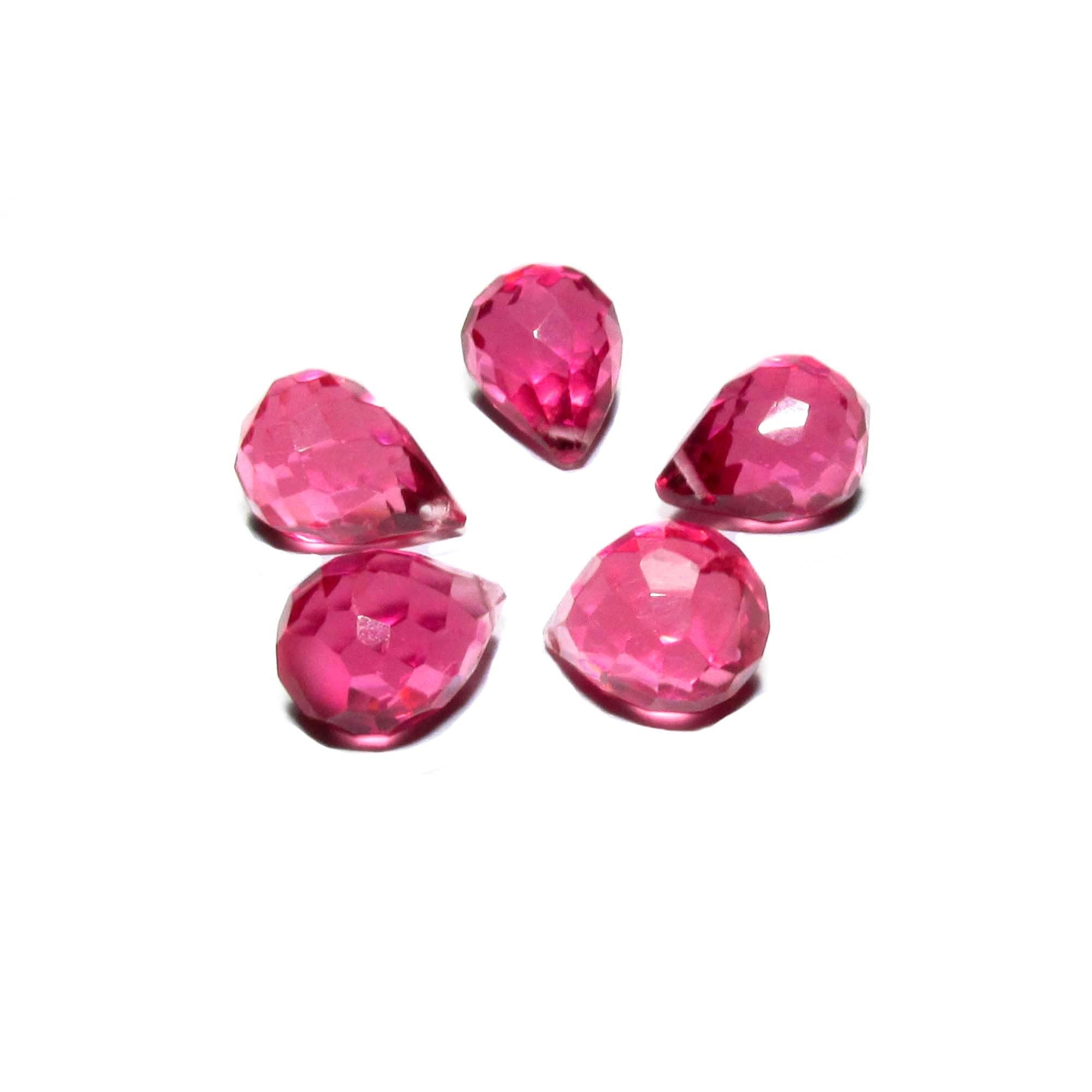 Natural Rubellite Teardrop faceted Beads size 10x7 mm, Rubellite Gemstone, Jewelry making, Natural Gemstone Teardrop beads - 1 piece
