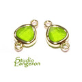 14K Gold Filled Checkerboard peridot triangular Link Connector size 8x14 mm, gold filled link, Jewelry making, Connector - 1 piece