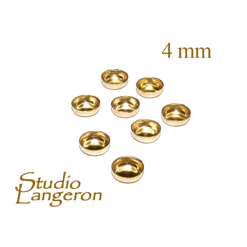 4 pcs size 4.0 mm 14K solid gold round Bezel Cups, Bezel cup, Gold bezel cup, Round bezel cups, 14K solid gold, Jewelry making