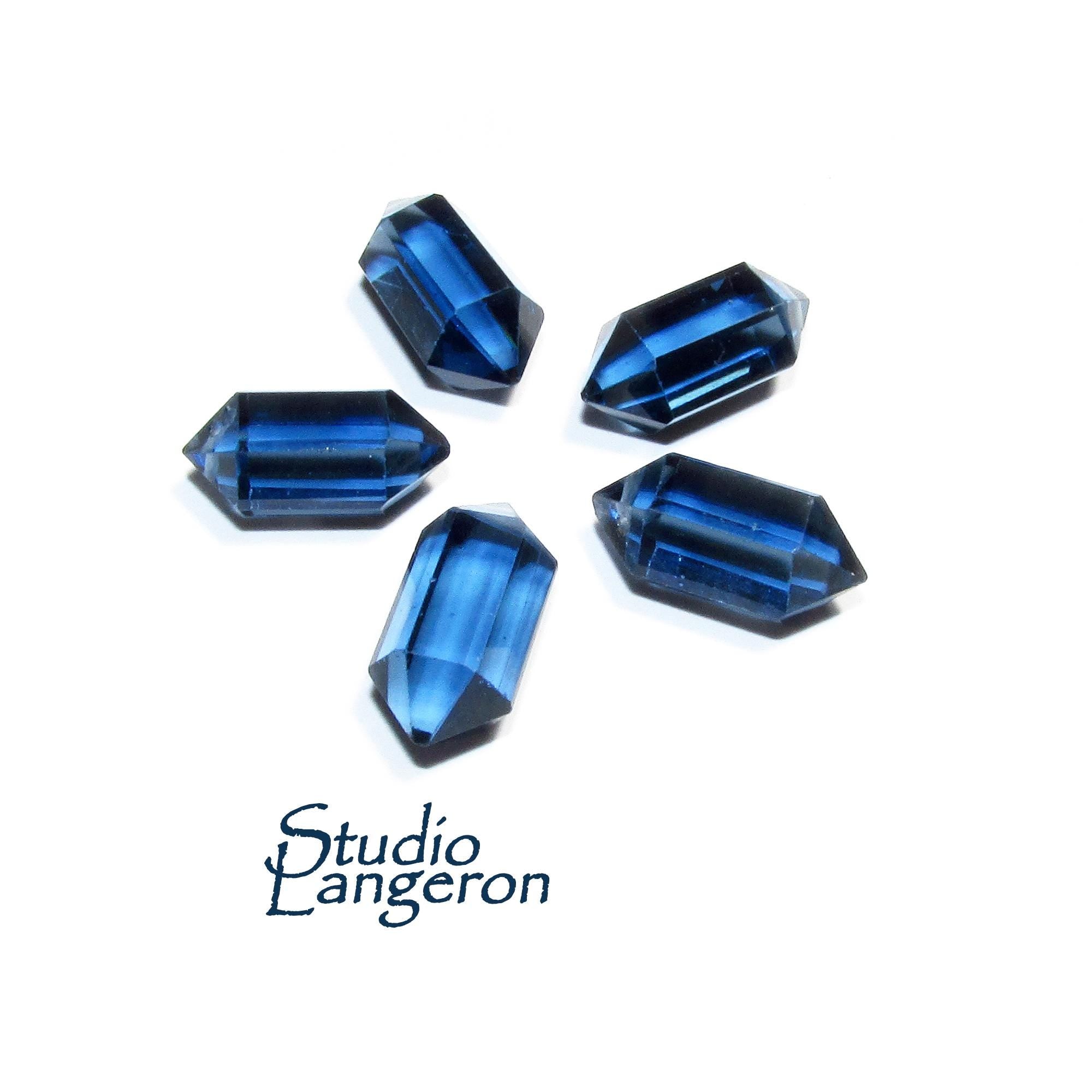 Natural Blue topaz Faceted Crystal Point beads size 14x7mm, Blue topaz Gemstone, Jewelry making, Natural Gemstone Faceted beads - 1 piece