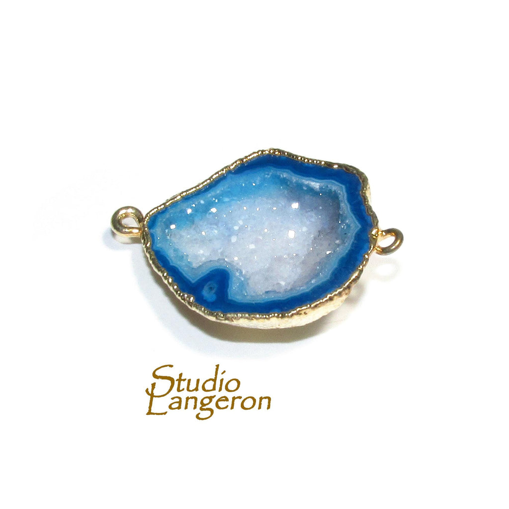 SALE!  Agate druse connector size 26x24mm, Natural agate, Natural Gemstone, Jewelry making - 1 piece