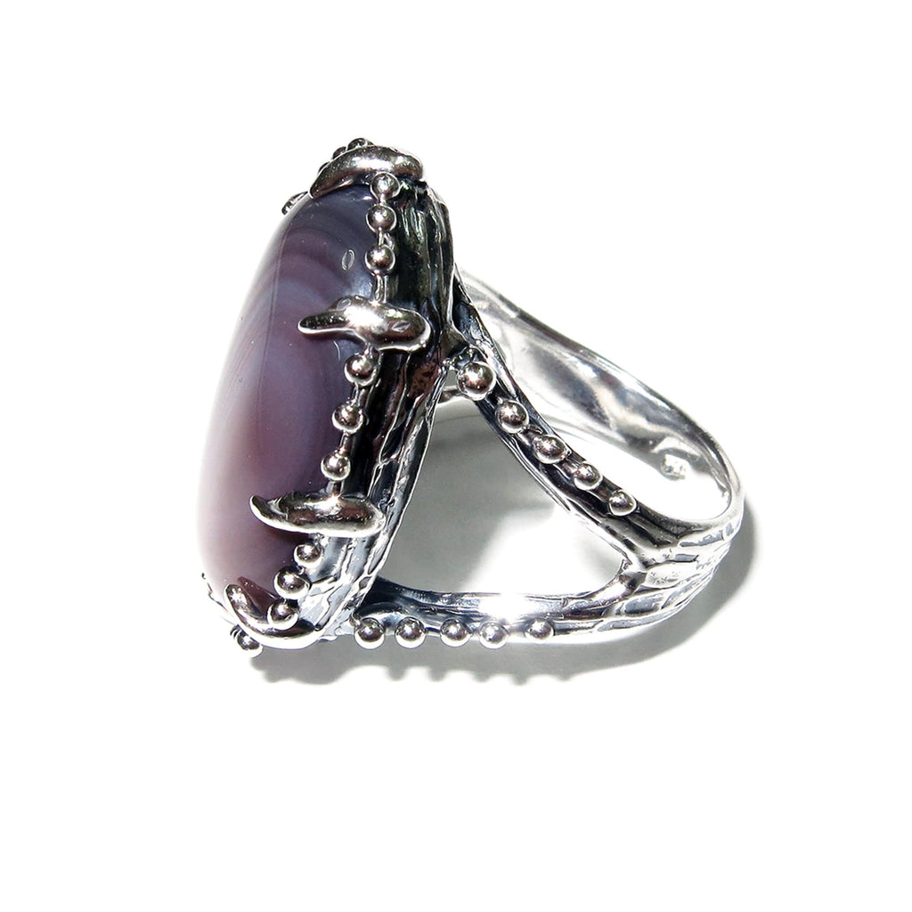 Statement Agate ring 925 sterling silver size 8 1/2, handmade ring, Botswana Agate, single copy, Agate, silver ring, gemstone - 1 piece