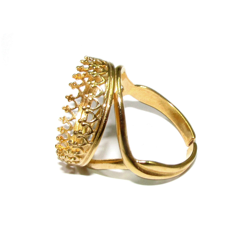 14K Yellow gold filled open blank ring with bezel cup 16 mm, base ring, Setting, bezel cup, jewelry making, ring gold filled - 1 piece
