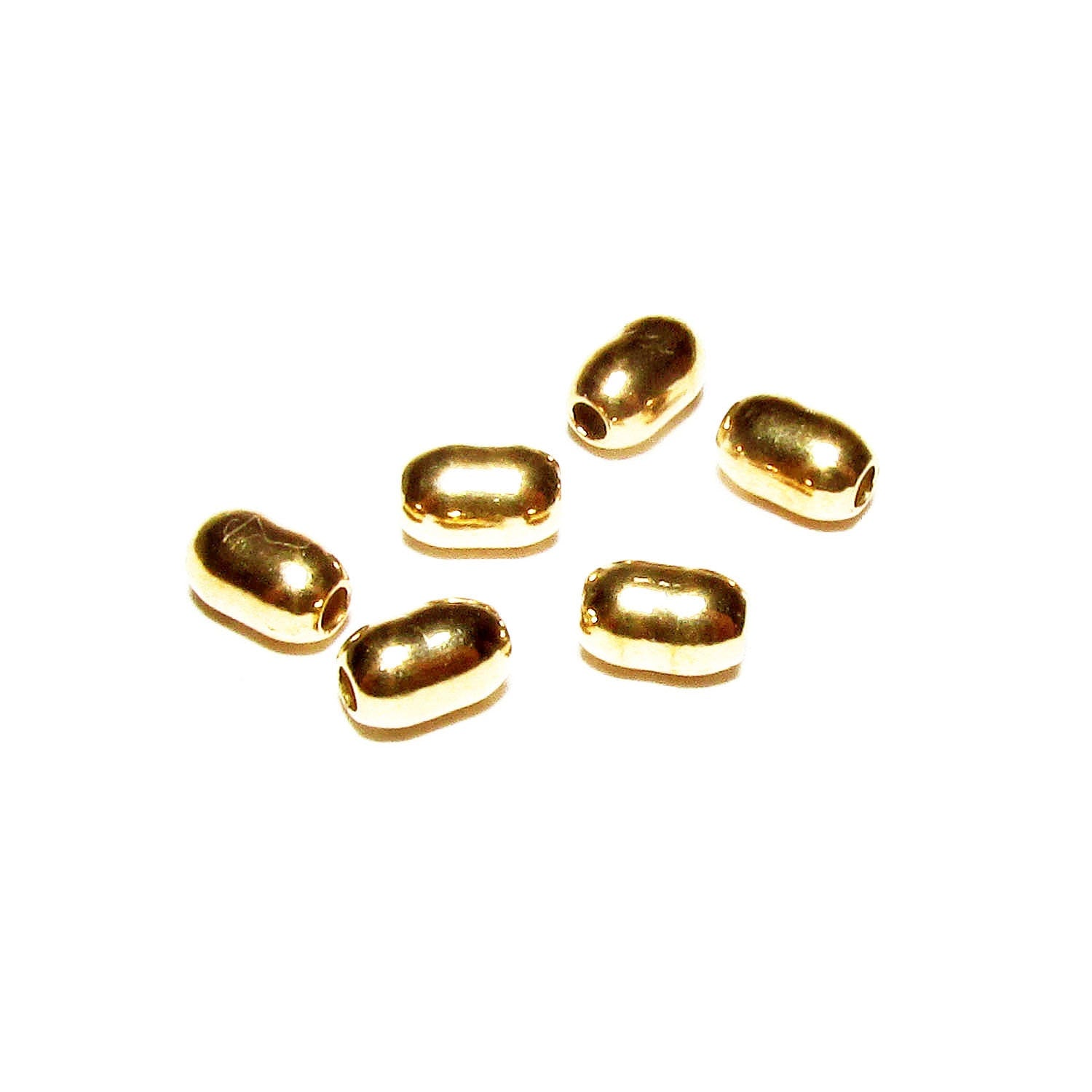 14K solid gold seamless oval beads size 3.0x5.0 mm, solid gold beads, oval beads, Jewelry making, 14K solid gold, Gold beads - 1 piece