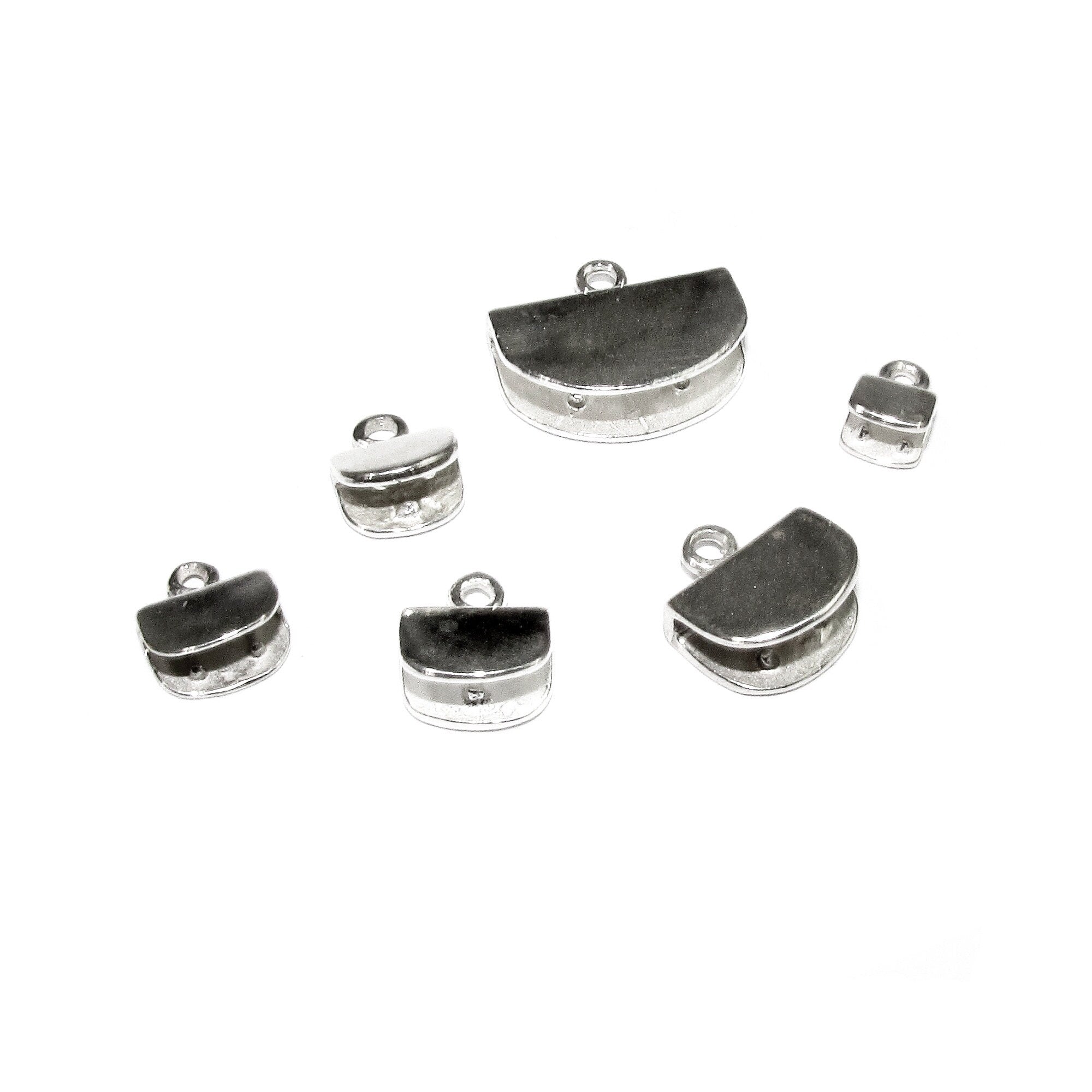 925 Sterling Silver Pinch End Caps, Jewelry making, flat end cap, Cord end caps, size 4.0, 4.5, 7.0, 8.0, 9.5, 14.0 mm - 1 pair (2 piece)