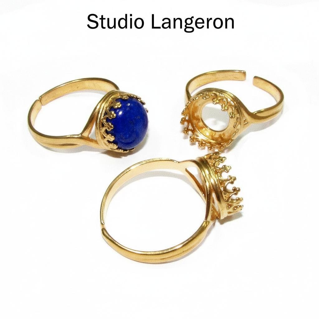14K Yellow gold filled open blank ring with bezel cup 10 mm, base ring, setting, bezel cup, jewelry making, ring gold filled - 1 piece