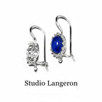 925 sterling silver blank earrings with oval bezel cup size 6x8-8x10mm, model 1023, Jewelry making, Setting, bezel cup - 1 pair (2 pieces)