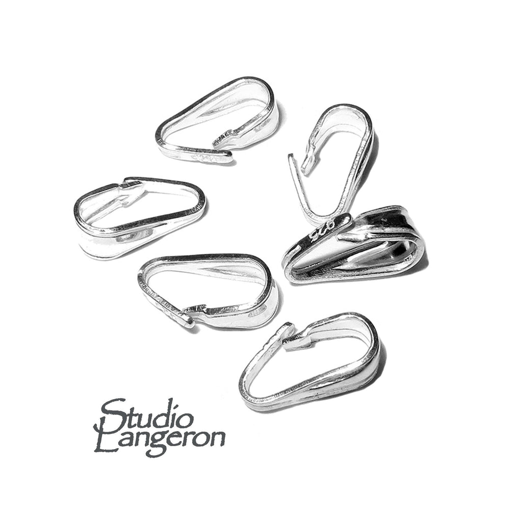 925 Sterling silver small Snap-On Pendant Bail size 8x3 mm, Jewelry making, Silver snap on Bail, Bail silver, Bail findings - 1 piece