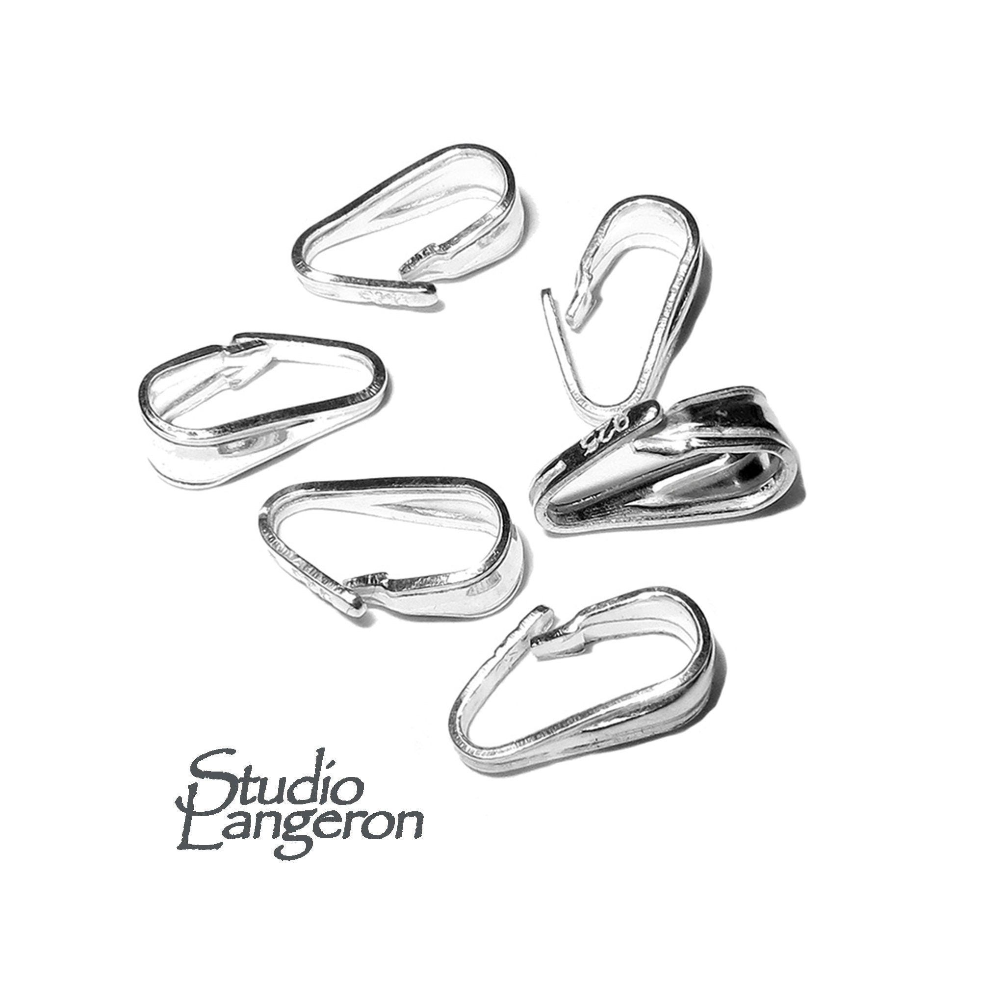 925 Sterling silver small Snap-On Pendant Bail size 8x3 mm, Jewelry making, Silver snap on Bail, Bail silver, Bail findings - 1 piece