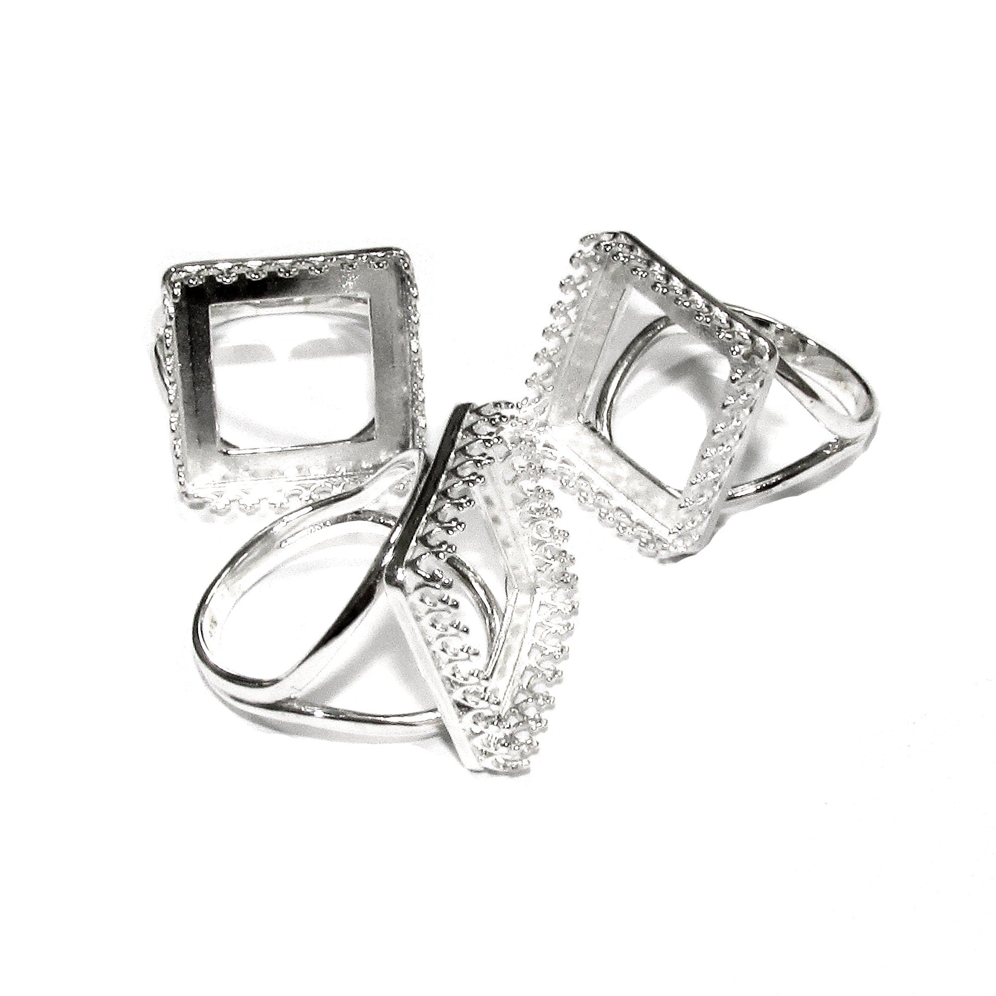 16x16 mm 925 sterling silver blank ring with square bezel cup size 5, 6, 7, 8, silver ring, base ring, jewelry making, bezel cup - 1 piece