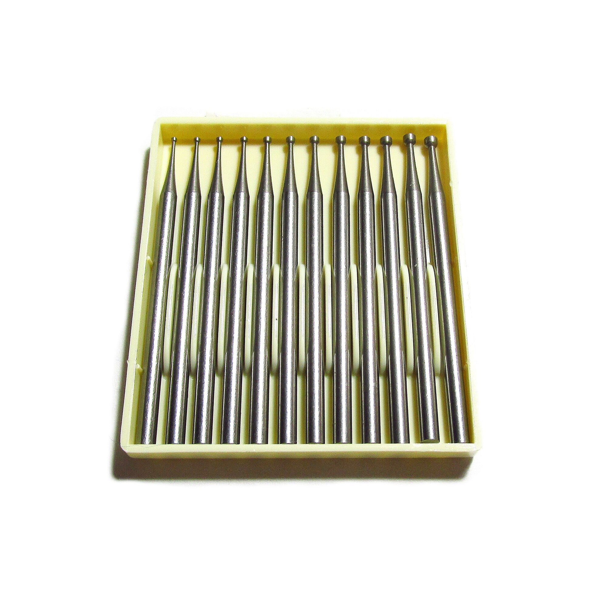Set Busch Tungsten Vanadium Concave Cutter Bur Set, 0.8mm–1.9mm 2.35 mm shank,  Jewelry burs, Busch burs, Jewelry tools - 1 pack (12 pieces)