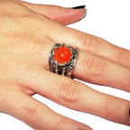Statement Natural opal ring 925 sterling silver size 8 1/2, Handmade ring, single copy, sterling silver, Orange opal, silver ring, gemstone