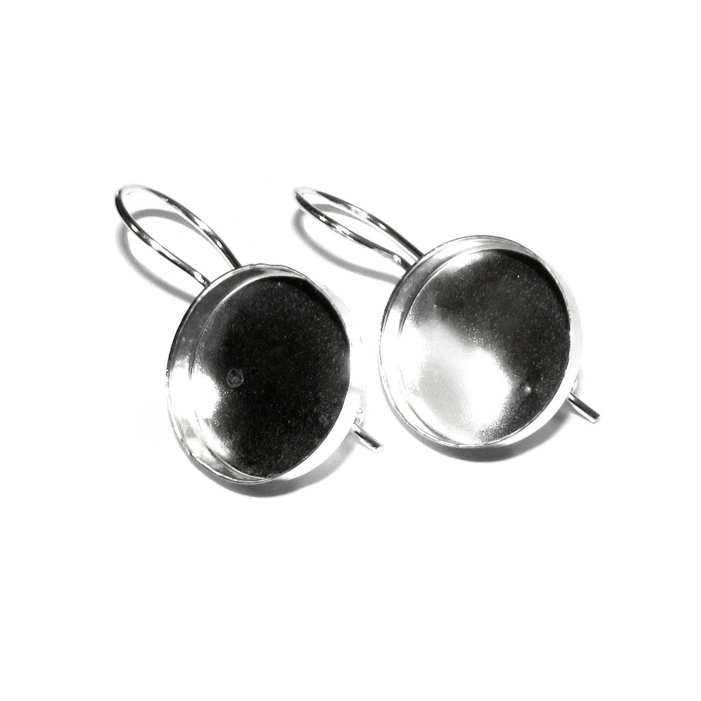 16 mm 925 sterling silver blank earrings, Jewelry making, Setting, bezel cup, base earrings, 925 sterling silver - 1 pair (2 pieces)
