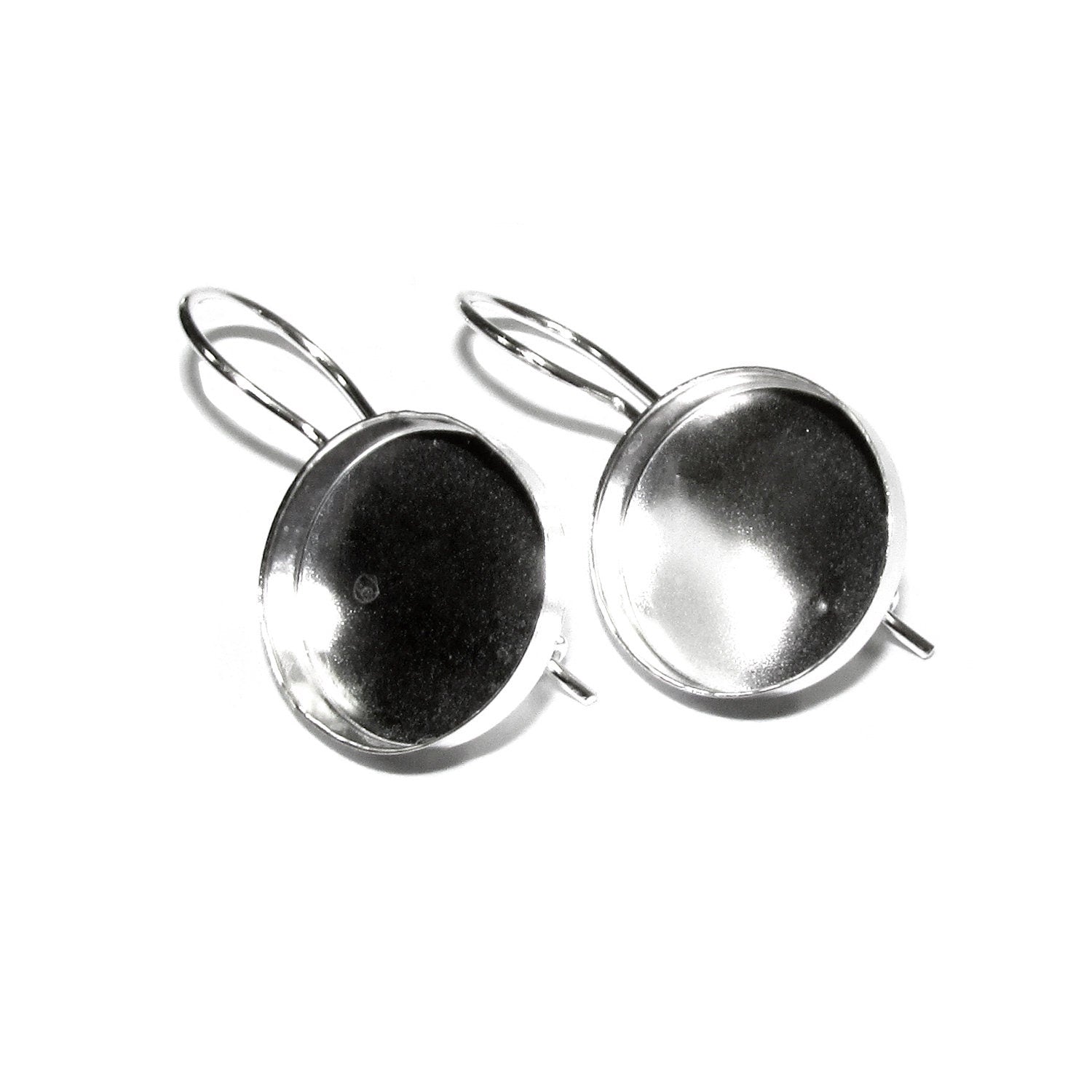 16 mm 925 sterling silver blank earrings, Jewelry making, Setting, bezel cup, base earrings, 925 sterling silver - 1 pair (2 pieces)
