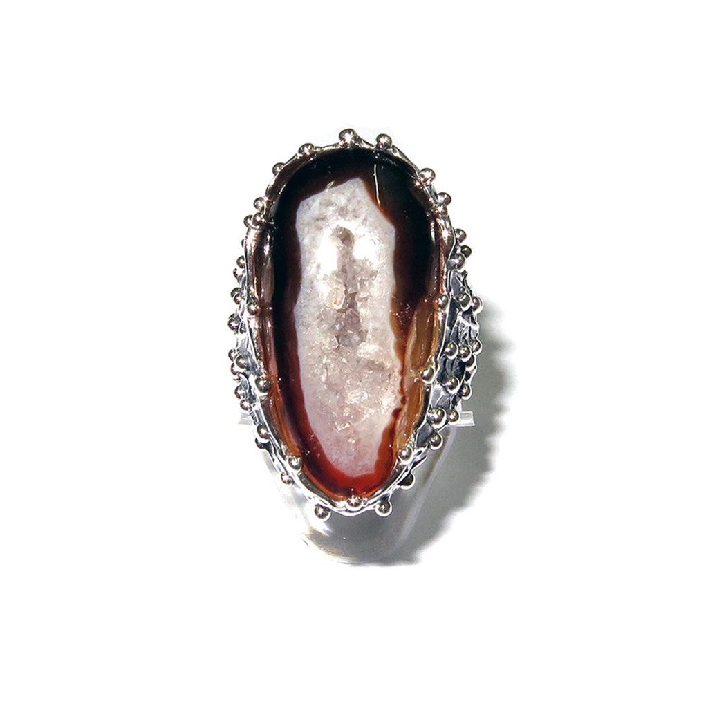 Druse agate statement ring 925 sterling silver size 8, handmade ring, single copy, sterling silver, Druse agate, Agate ring