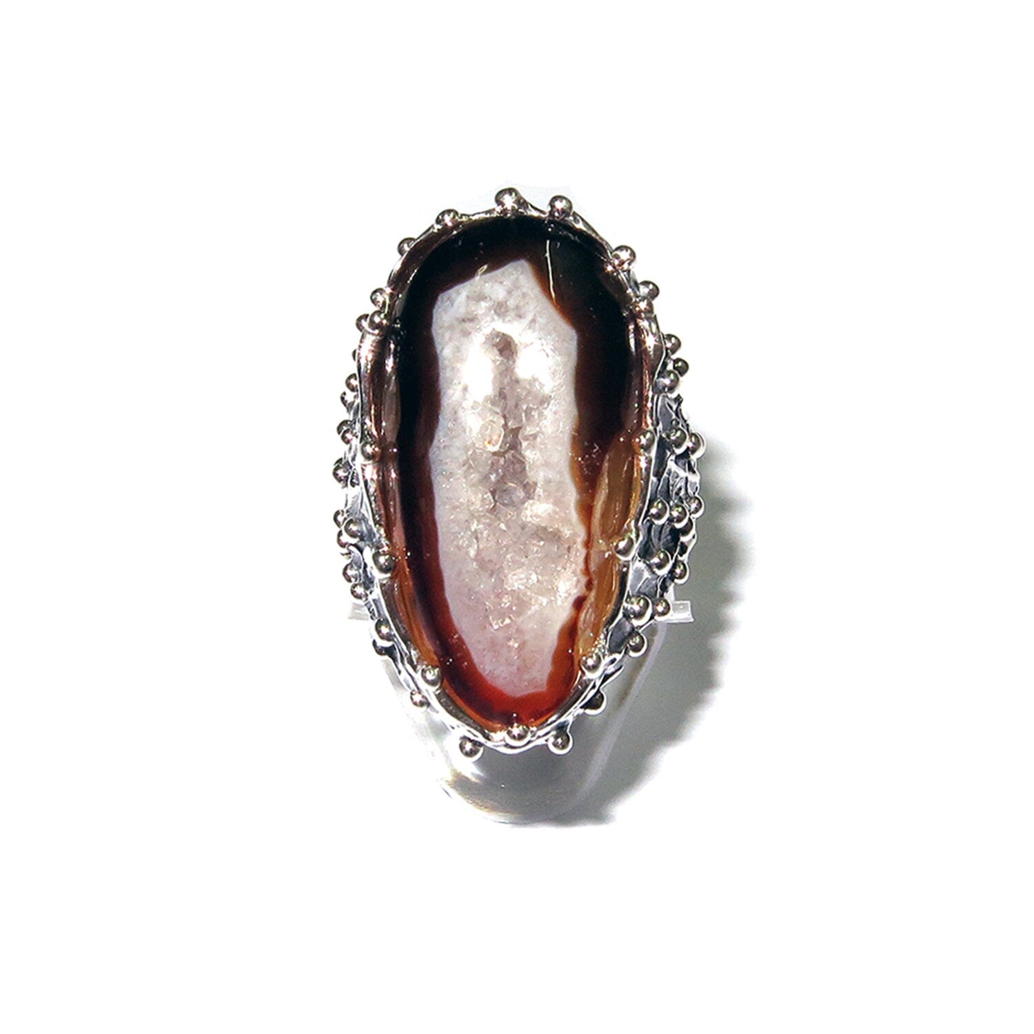 Druse agate statement ring 925 sterling silver size 8, handmade ring, single copy, sterling silver, Druse agate, Agate ring