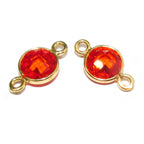 14K Gold Filled Checkerboard Red Topaz  Round Link Connector size 12x7 mm, gold filled link, Topaz Link connector, Jewelry making- 1 piece