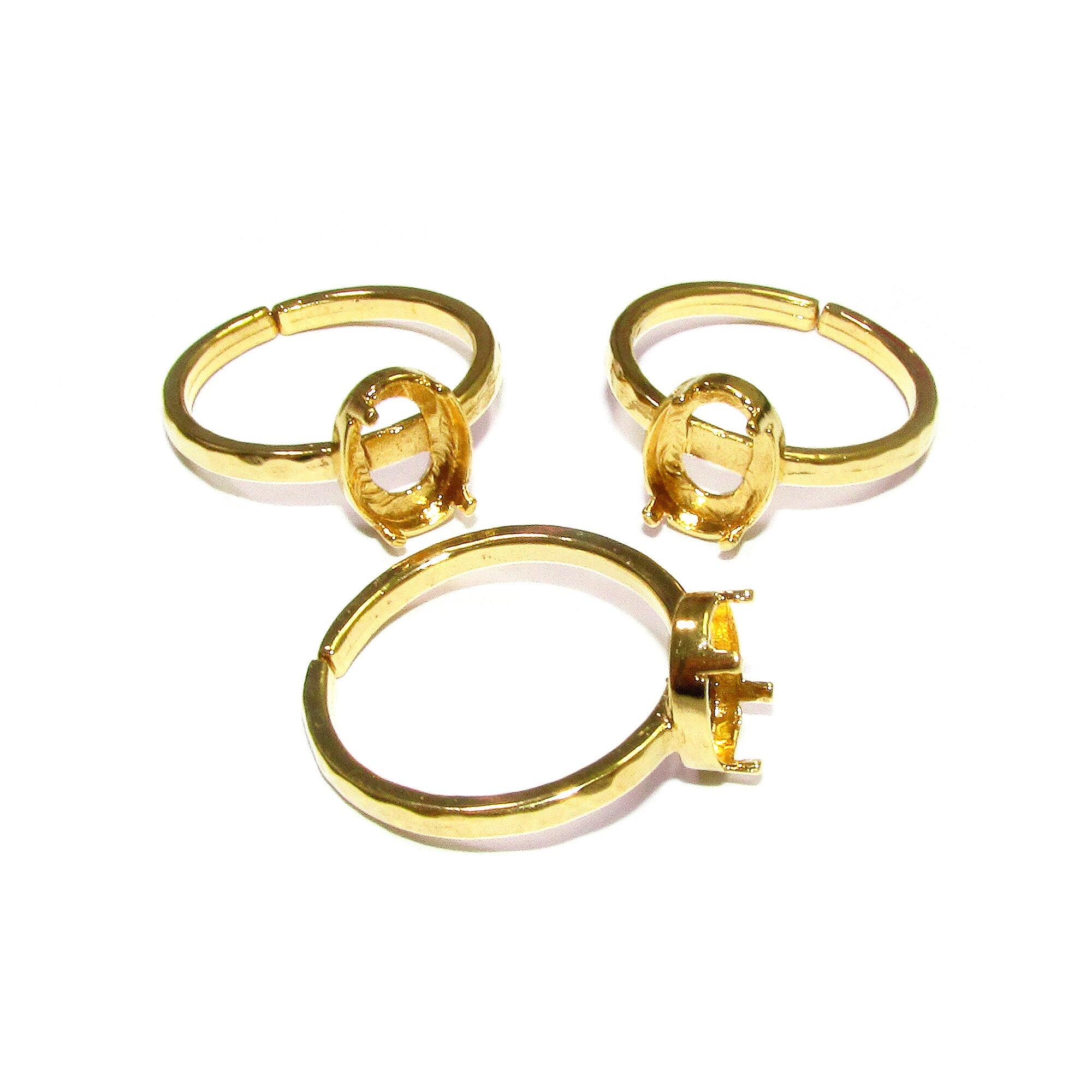 14K Yellow gold filled open blank ring with bezel cup 6x8 mm, base ring, Setting, bezel cup, jewelry making, ring gold filled - 1 piece