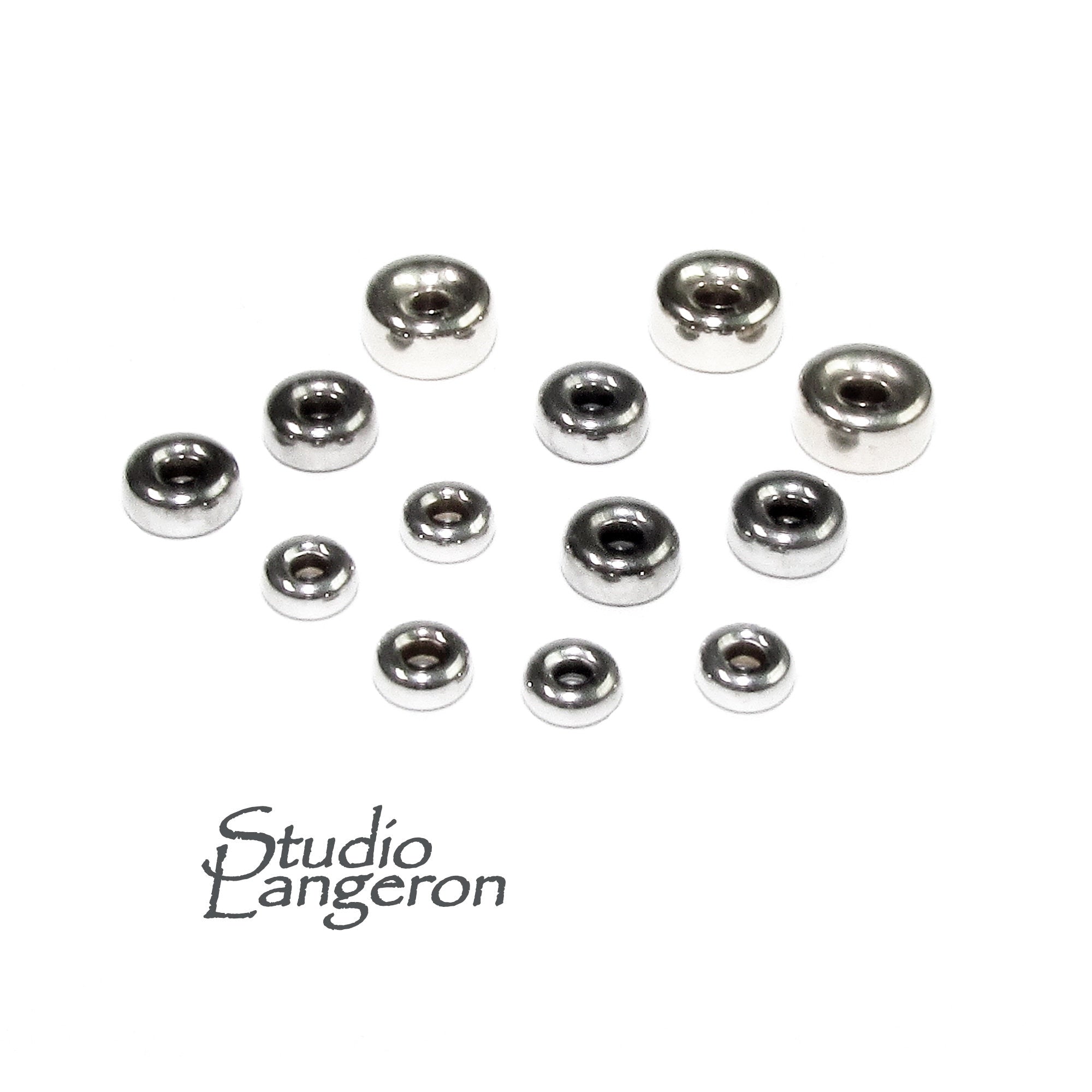 14K solid white gold rondelle beads size 3.2, 4.2, 5.2 mm, rondelle gold beads, solid gold beads, 14K solid gold, Jewelry making - 1 piece