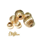14K solid gold corrugated round beads size 3.0-13.0 mm, round gold beads, Jewelry making, solid gold beads, 14K solid gold - 1 piece