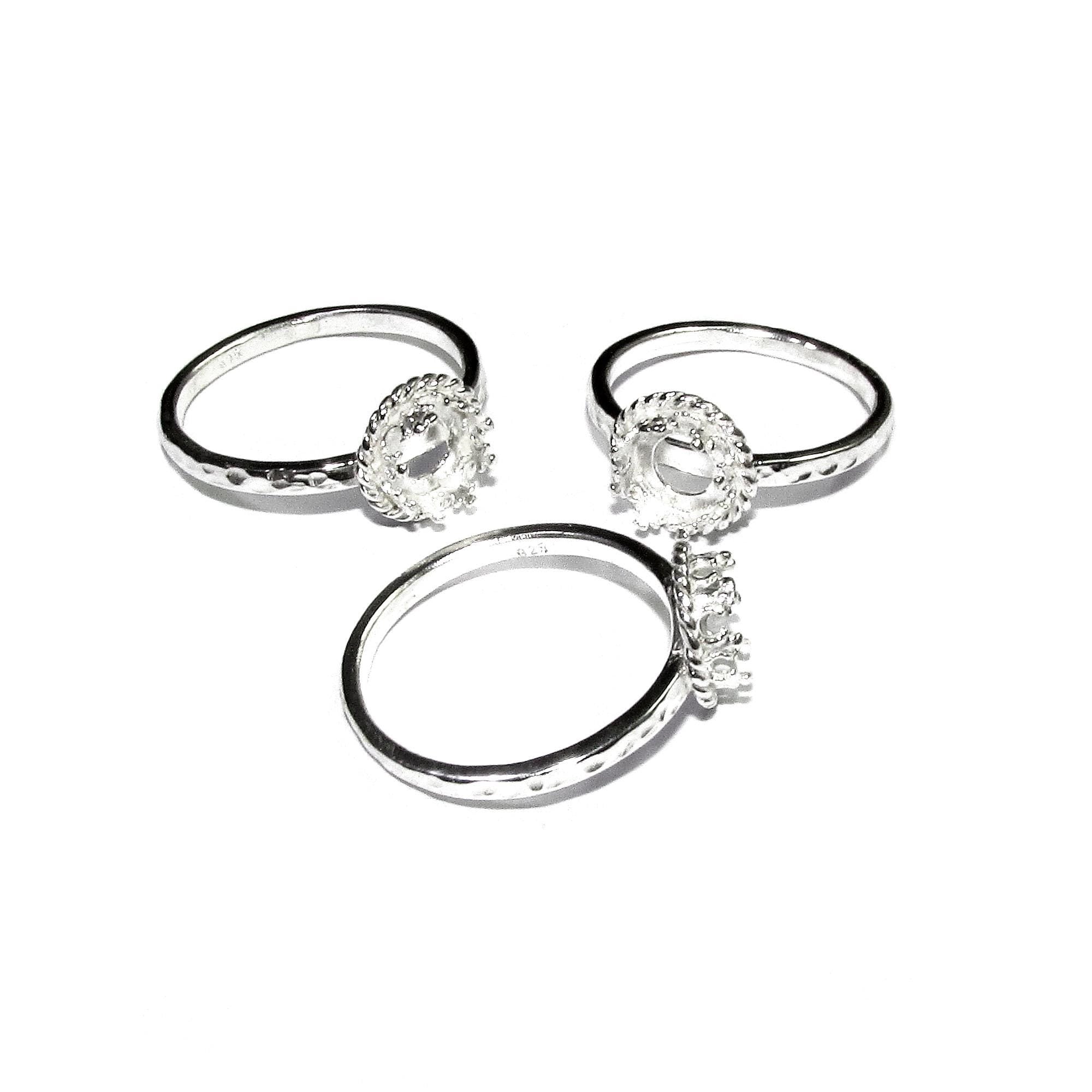 6 mm 925 sterling silver blank ring with bezel cup size 4, 5, 6, 7, 8, silver ring, bezel cup, Jewelry making, base ring, setting - 1 piece