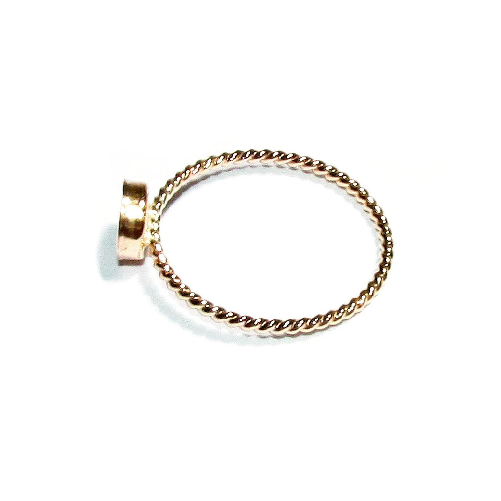 14K Yellow gold filled twisted blank ring with bezel cup 6mm size 4, 5, 6, 7, 8, 9, 10, Jewelry making, Mounting ring, bezel cup - 1 piece