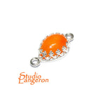 925 Sterling Silver natural carnelian pear Connector size 18x8.5mm, Natural carnelian silver link, Jewelry making, Connector - 1 piece