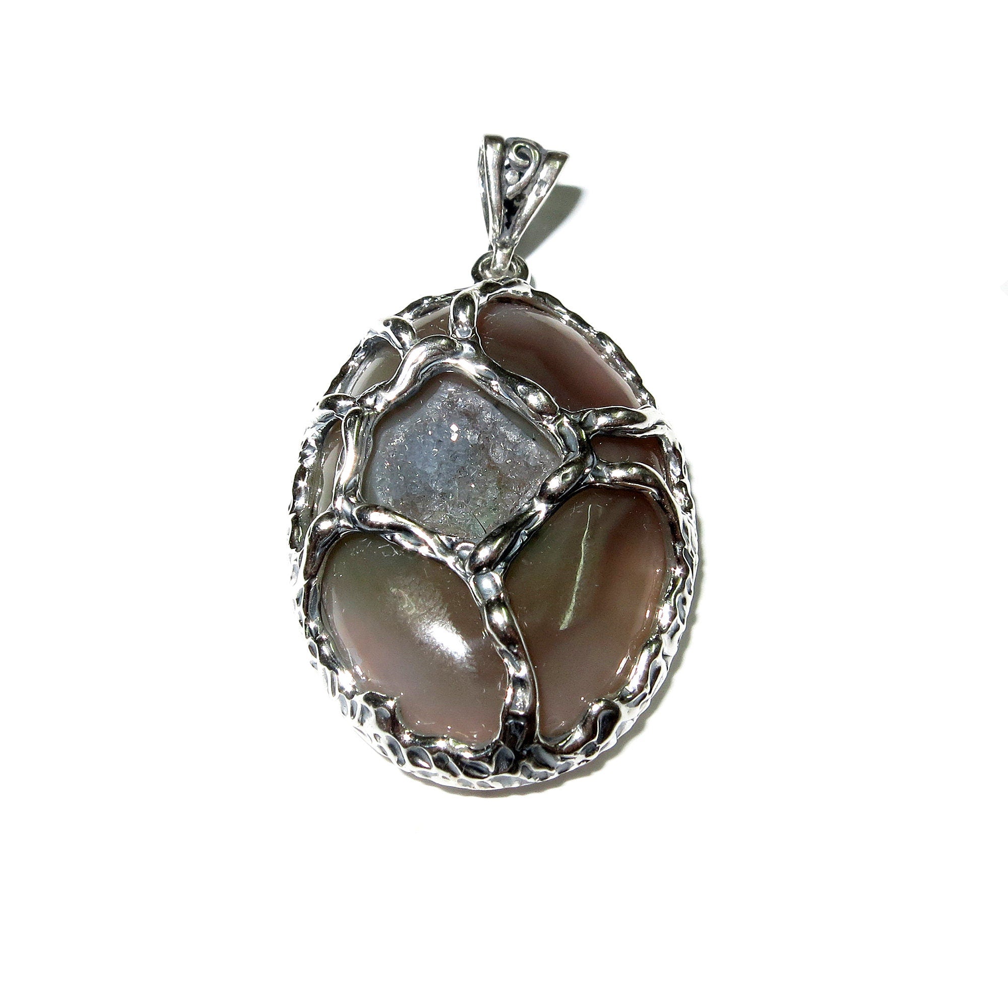 Druze agate brown pendant 925 sterling silver size 3.5x2.5 cm, 100% handmade, single copy, Druse Agate, Handmade pendant, Brown, Gemstone