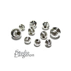 925 Sterling Silver twisted corrugated beads size 4, 5, 6, 7, 8, 10 mm, Jewelry making, Twisted corrugated Beads, Silver beads - 1 piece
