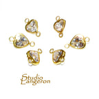 14K Gold Filled White topaz heart Link Connector size 11.5x7.0 mm, White topaz gold filled link, Connector, Jewelry making - 1 piece
