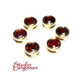 14K yellow gold filled decorative round beads with garnet size 6.2x3.8 mm, Jewelry making, Gold filled beads, garnet - 1 piece
