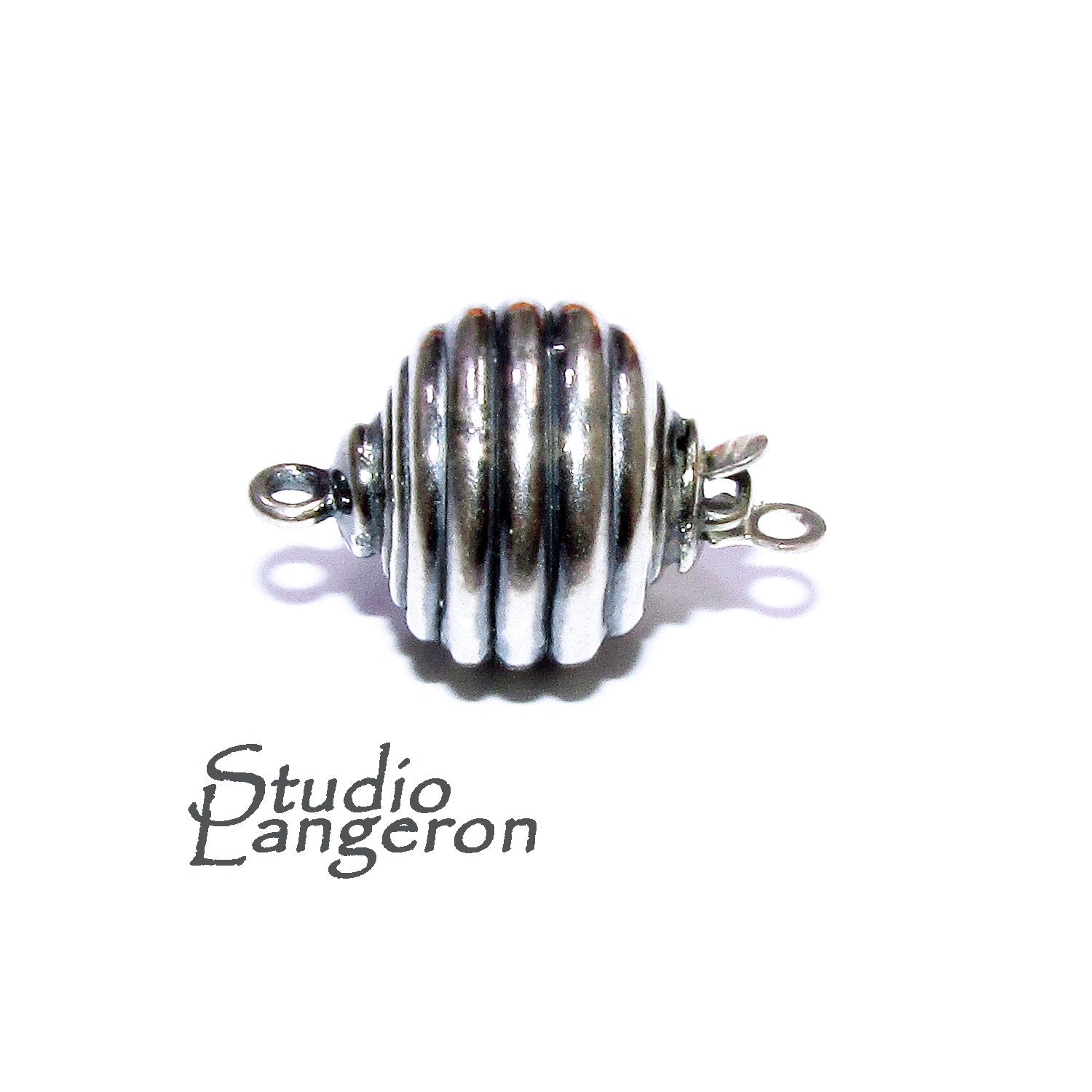 925 Sterling Silver Round Safety Clasp size 11.5 mm, Silver bead clasp, Jewelry making, 925 Sterling silver, Safety round clasp - 1 piece
