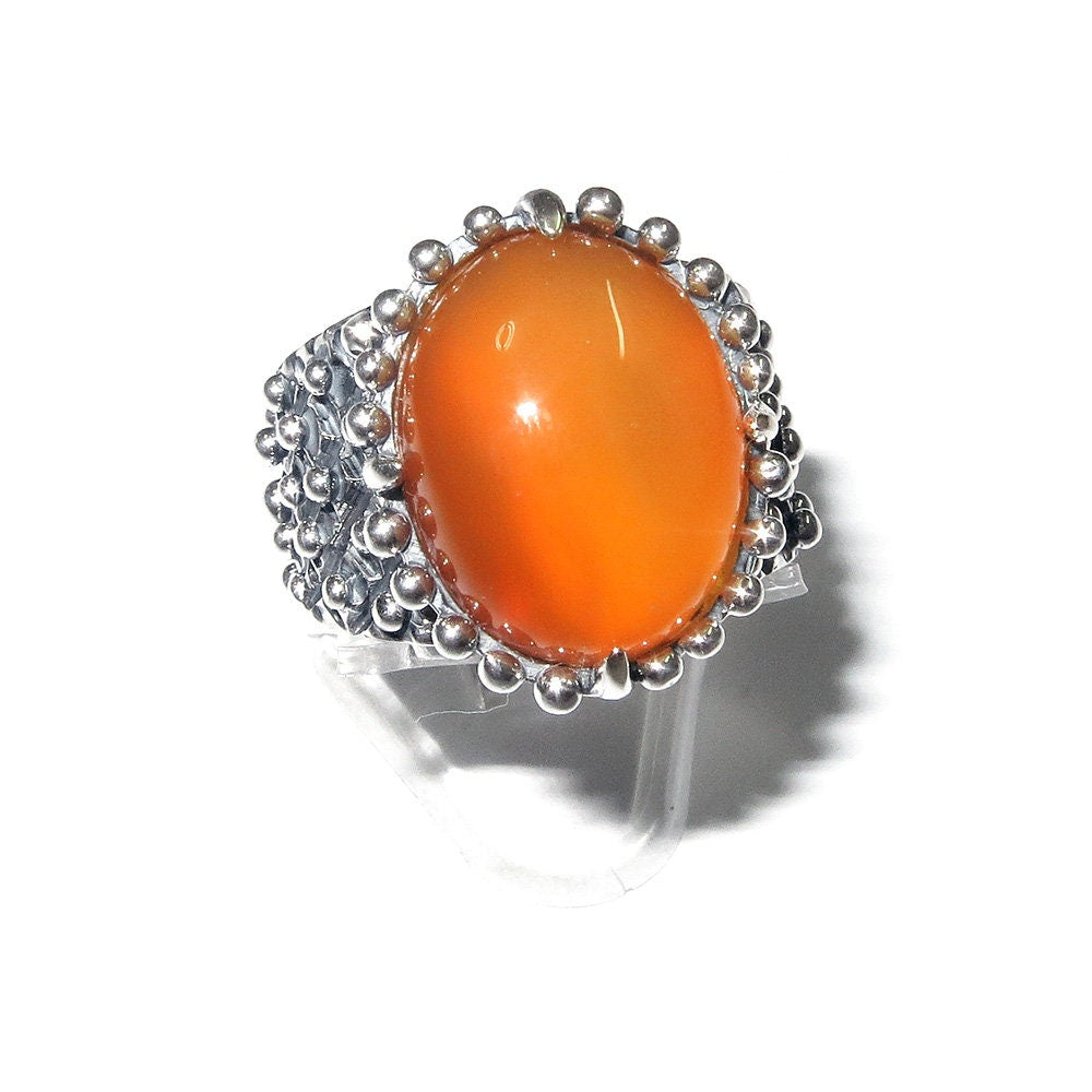 Statement Natural opal ring 925 sterling silver size 7, Handmade ring, single copy, sterling silver, Orange opal, silver ring, gemstone
