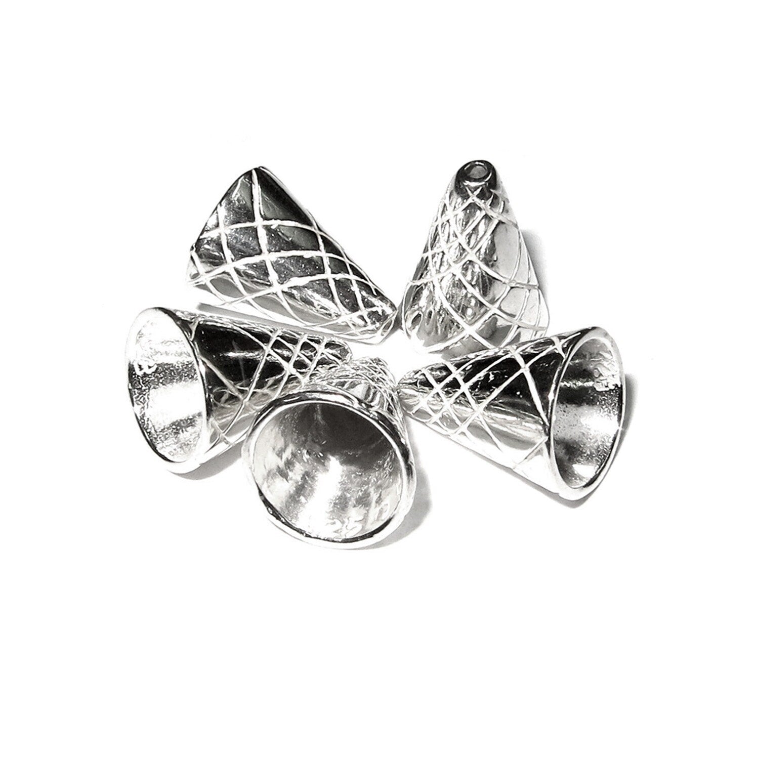 925 Sterling silver Bead Cones, Beading, Jewelry making, Cones, Sterling silver, Lariat, Cone end caps, Silver cone - 1 pair (2 piece)