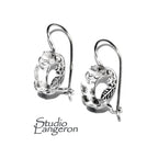10 mm 925 sterling silver blank earrings with bezel cup, Jewelry making, Setting, bezel cup, base earrings, Silver - 1 pair (2 piece)